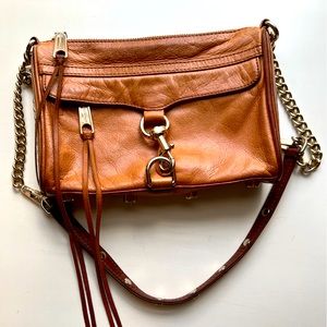 Rebecca Minkoff Shoulder Bag, Crossbody, Brown Leather, Gold Hardware,